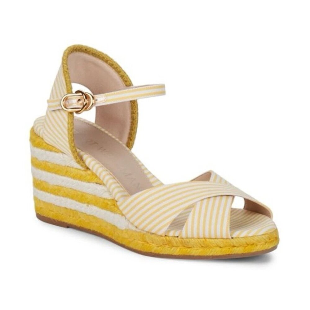 Stuart Weitzman Mirela Striped Wedge Espadrilles